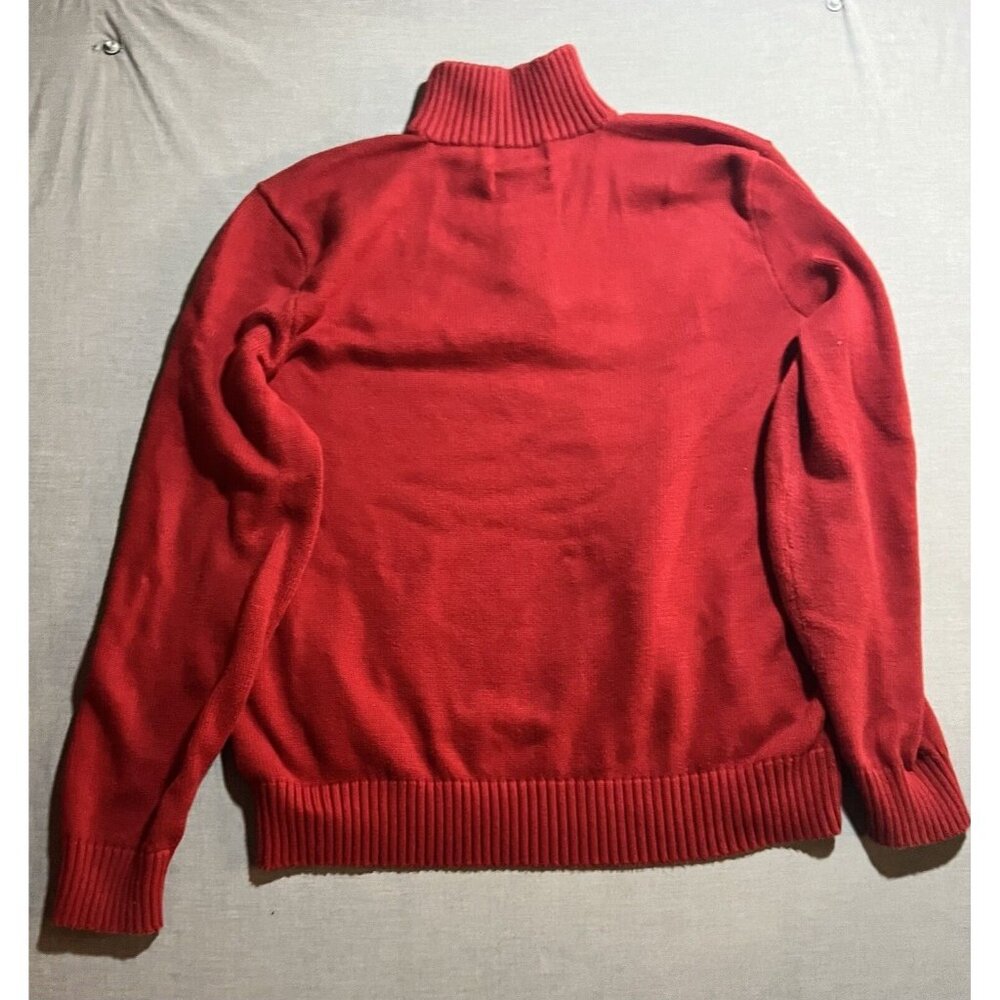 VINTAGE Polo Ralph Lauren Men‎ Sweater XL Red Logo Embroidered 1/4 Zip Mock Neck - Picture 5 of 8